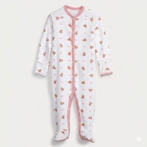 Ralph Lauren Polo Bear Pink Stripe Footed Sleeper 3 Months